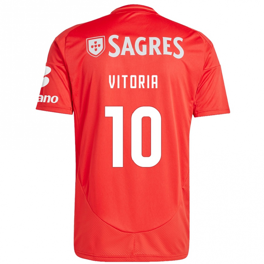 Hombre Fútbol Camiseta Ana Vitoria #10 Rojo Blanco 1ª Equipación 2024/25 Perú