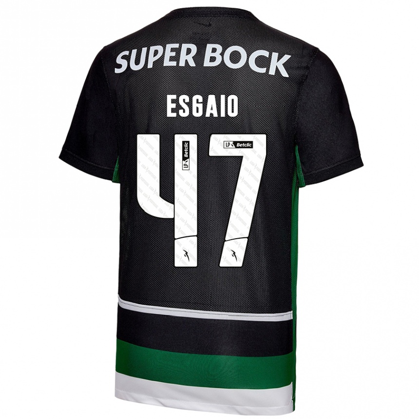 Hombre Fútbol Camiseta Ricardo Esgaio #47 Negro Blanco Verde 1ª Equipación 2024/25 Perú