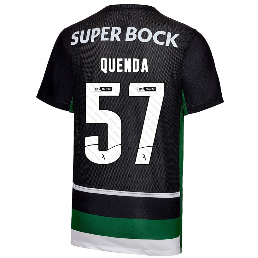 Hombre Fútbol Camiseta Geovany Quenda #57 Negro Blanco Verde 1ª Equipación 2024/25 Perú