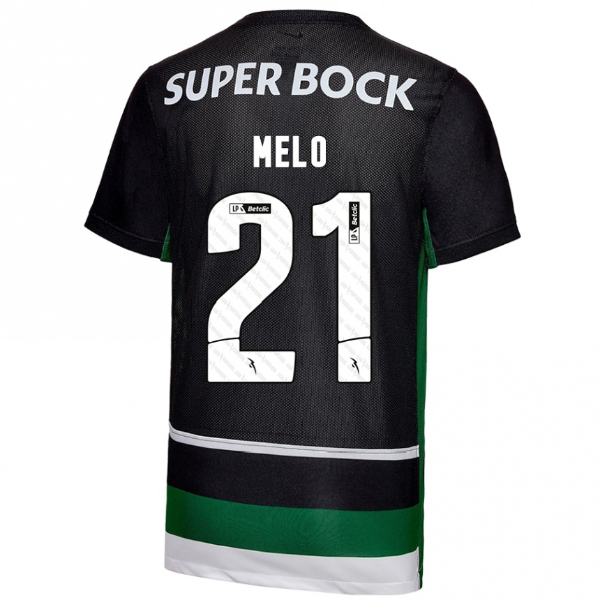 Hombre Fútbol Camiseta Gabriel Melo #21 Negro Blanco Verde 1ª Equipación 2024/25 Perú