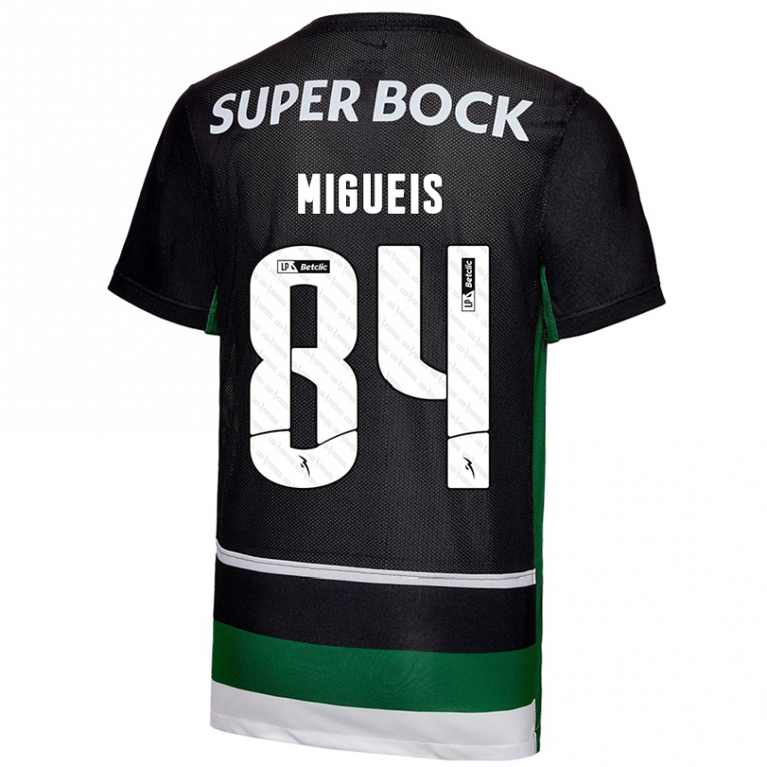 Hombre Fútbol Camiseta Pedro Miguéis #84 Negro Blanco Verde 1ª Equipación 2024/25 Perú