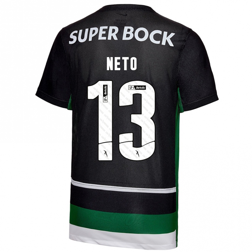 Hombre Fútbol Camiseta Luís Neto #13 Negro Blanco Verde 1ª Equipación 2024/25 Perú