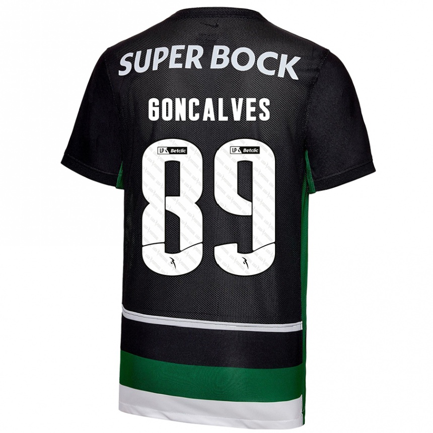 Hombre Fútbol Camiseta André Gonçalves #89 Negro Blanco Verde 1ª Equipación 2024/25 Perú