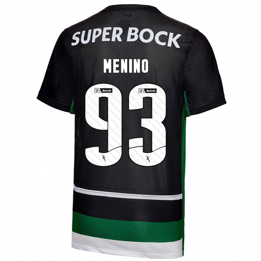 Hombre Fútbol Camiseta Miguel Menino #93 Negro Blanco Verde 1ª Equipación 2024/25 Perú