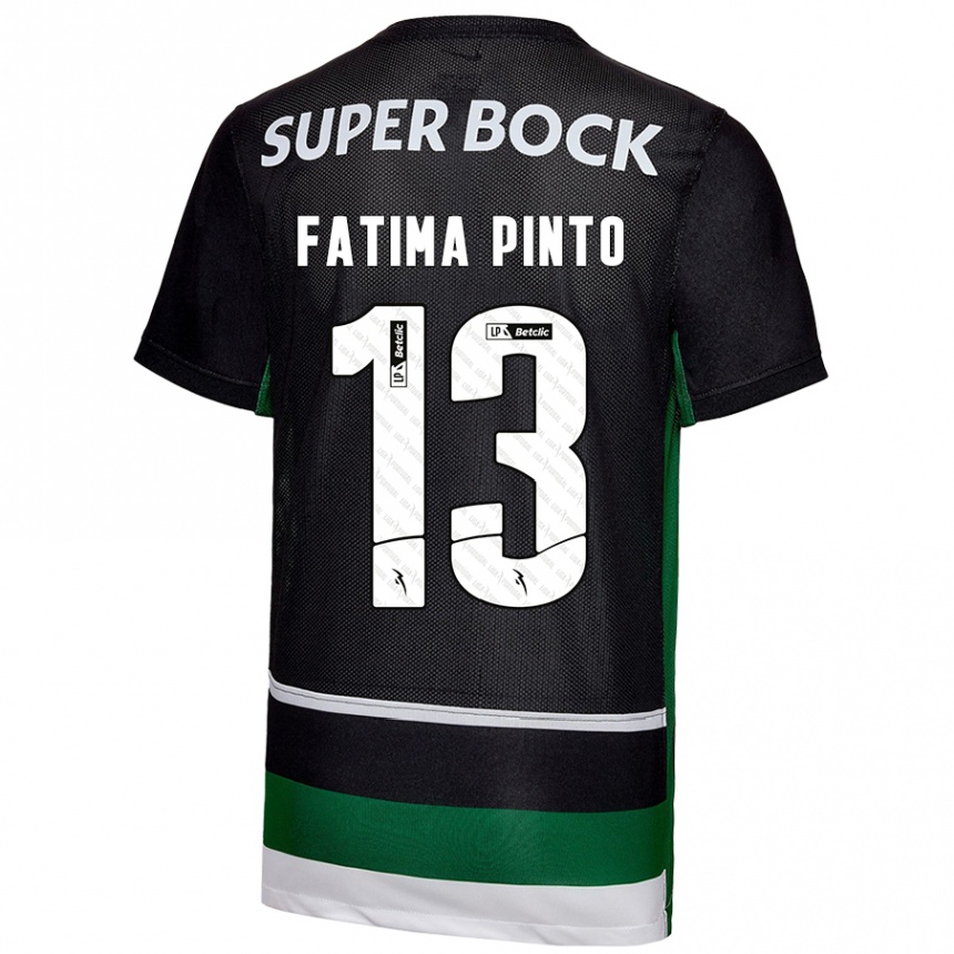 Hombre Fútbol Camiseta Fátima Alexandra Figueira Pinto #13 Negro Blanco Verde 1ª Equipación 2024/25 Perú