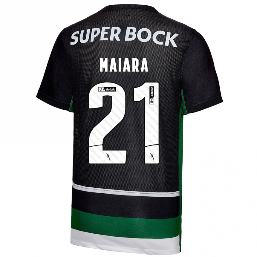 Hombre Fútbol Camiseta Maiara Carolina Niehues #21 Negro Blanco Verde 1ª Equipación 2024/25 Perú