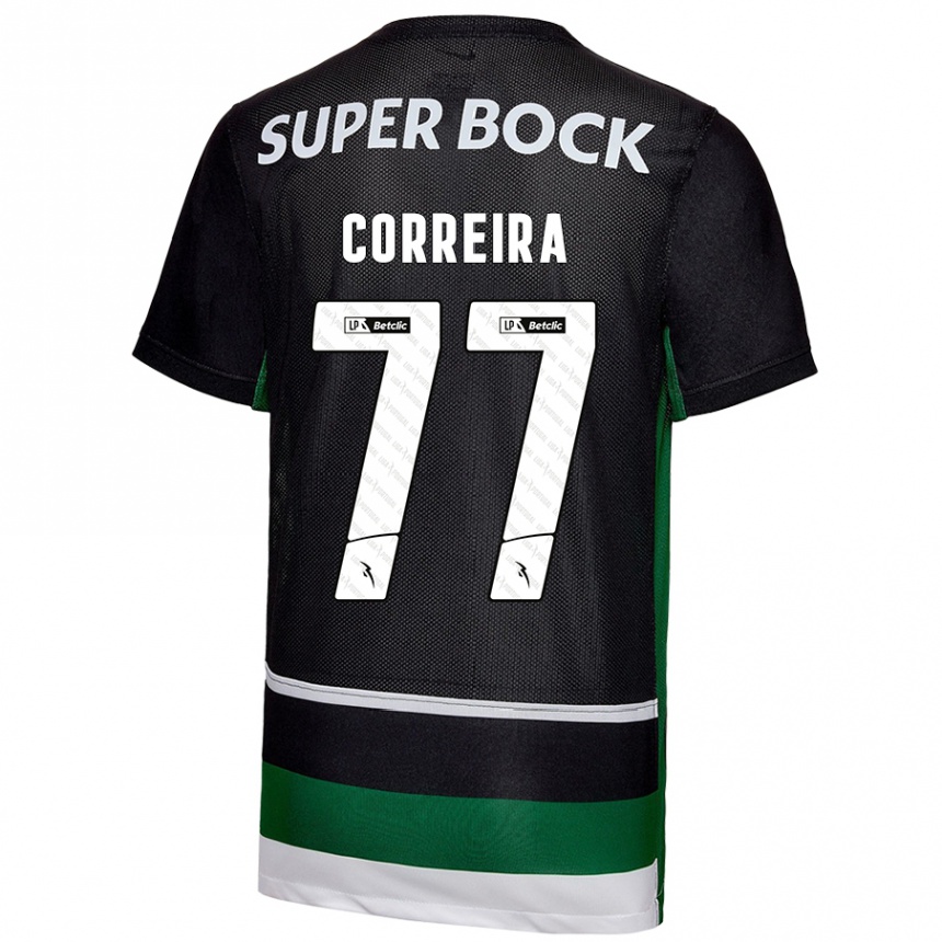 Hombre Fútbol Camiseta Alicia Figueiredo Lima Correia #77 Negro Blanco Verde 1ª Equipación 2024/25 Perú