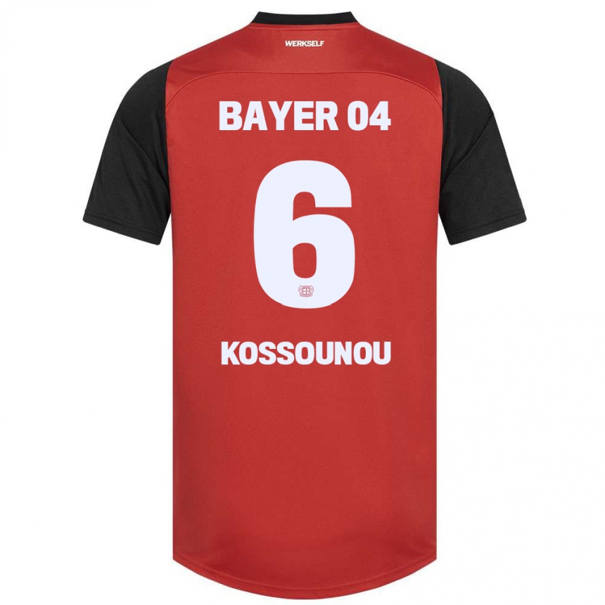 Hombre Fútbol Camiseta Odilon Kossounou #6 Rojo Negro 1ª Equipación 2024/25 Perú