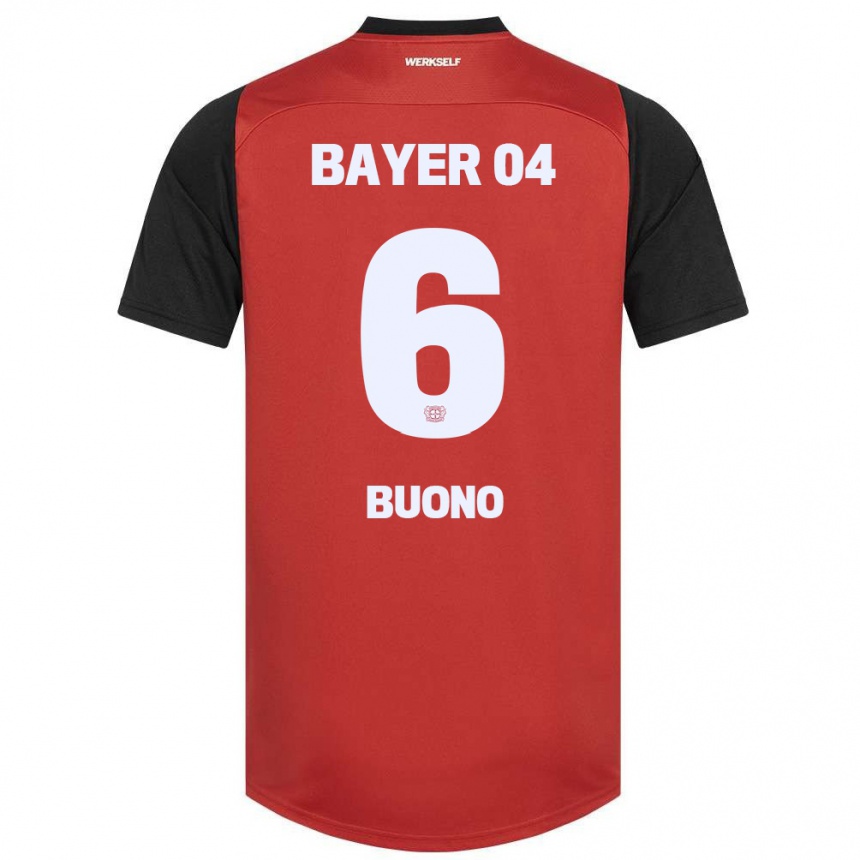 Hombre Fútbol Camiseta Francesco Buono #6 Rojo Negro 1ª Equipación 2024/25 Perú