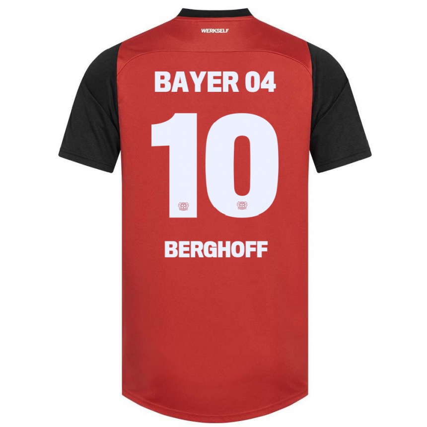 Hombre Fútbol Camiseta Jonah Berghoff #10 Rojo Negro 1ª Equipación 2024/25 Perú