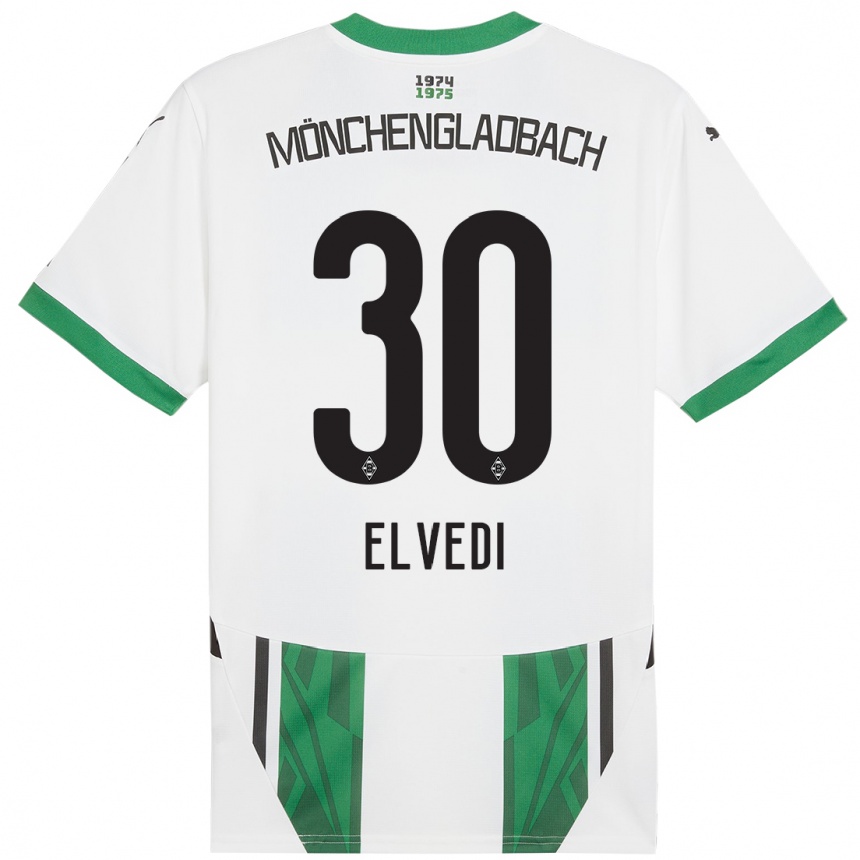 Hombre Fútbol Camiseta Nico Elvedi #30 Blanco Verde 1ª Equipación 2024/25 Perú