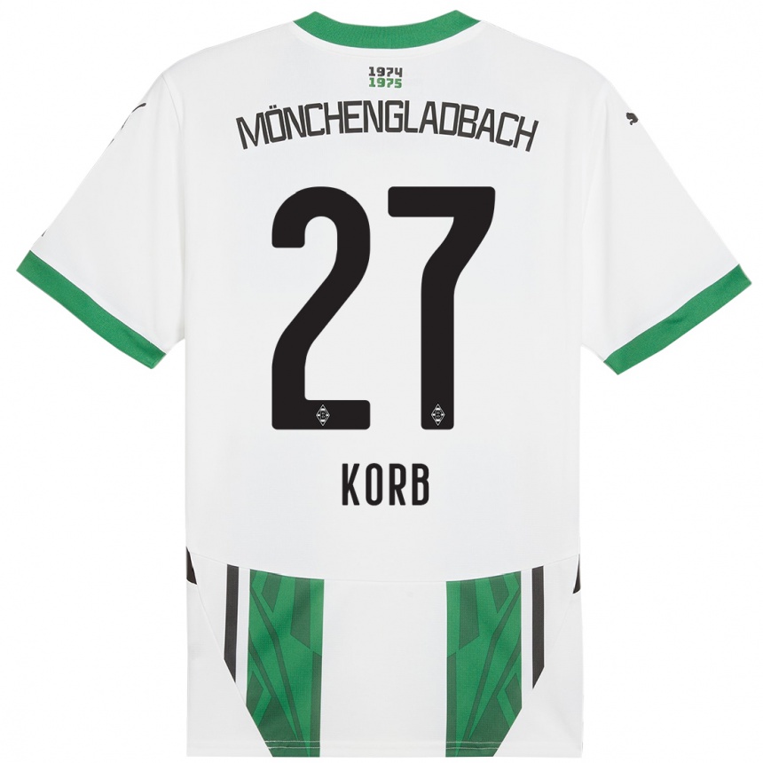 Hombre Fútbol Camiseta Julian Korb #27 Blanco Verde 1ª Equipación 2024/25 Perú