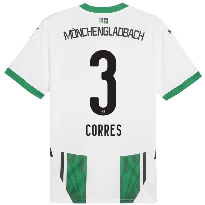 Hombre Fútbol Camiseta Carolin Corres #3 Blanco Verde 1ª Equipación 2024/25 Perú