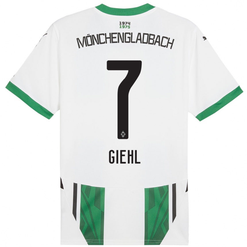 Hombre Fútbol Camiseta Madita Giehl #7 Blanco Verde 1ª Equipación 2024/25 Perú