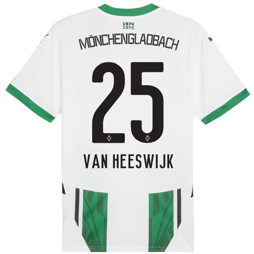 Hombre Fútbol Camiseta Amber Van Heeswijk #25 Blanco Verde 1ª Equipación 2024/25 Perú