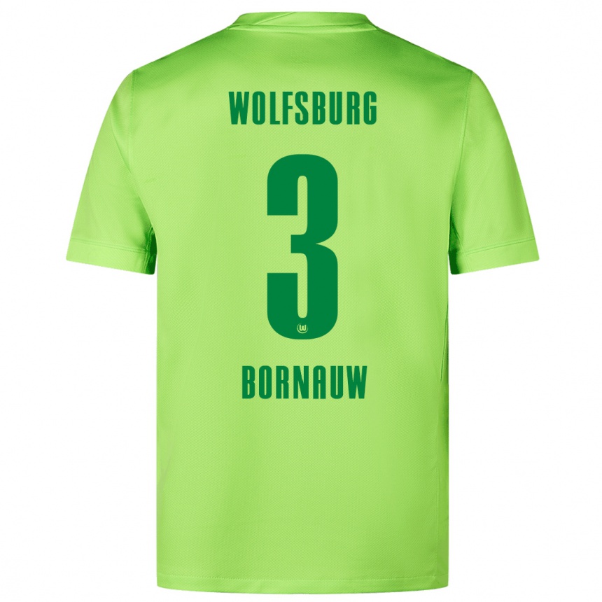 Hombre Fútbol Camiseta Sebastiaan Bornauw #3 Verde Fluorescente 1ª Equipación 2024/25 Perú