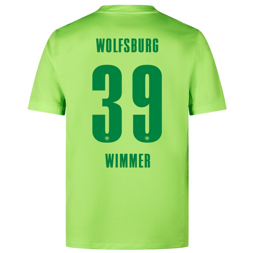 Hombre Fútbol Camiseta Patrick Wimmer #39 Verde Fluorescente 1ª Equipación 2024/25 Perú