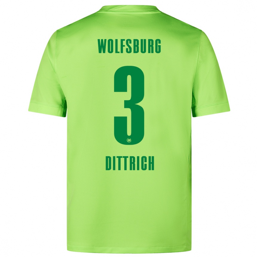 Hombre Fútbol Camiseta Elia Dittrich #3 Verde Fluorescente 1ª Equipación 2024/25 Perú