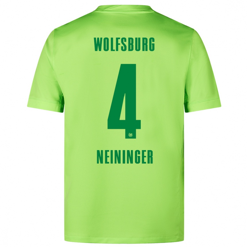 Hombre Fútbol Camiseta Till Neininger #4 Verde Fluorescente 1ª Equipación 2024/25 Perú