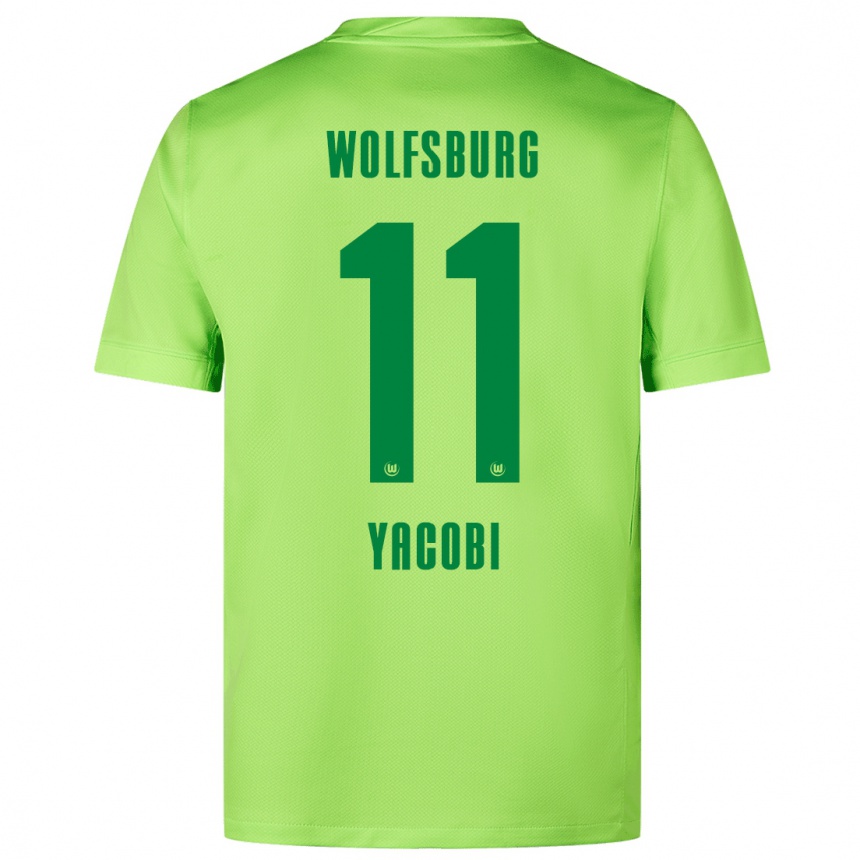 Hombre Fútbol Camiseta Nilas Yacobi #11 Verde Fluorescente 1ª Equipación 2024/25 Perú