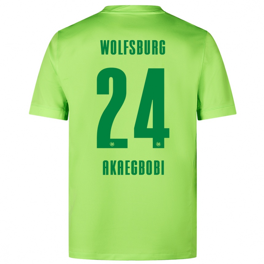 Hombre Fútbol Camiseta Jonathan Akaegbobi #24 Verde Fluorescente 1ª Equipación 2024/25 Perú