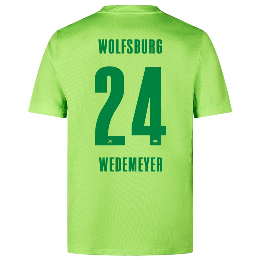 Hombre Fútbol Camiseta Joelle Wedemeyer #24 Verde Fluorescente 1ª Equipación 2024/25 Perú