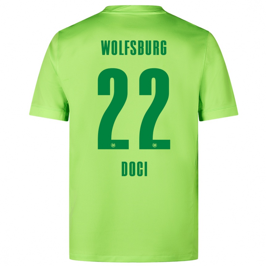 Hombre Fútbol Camiseta Adrian Doci #22 Verde Fluorescente 1ª Equipación 2024/25 Perú