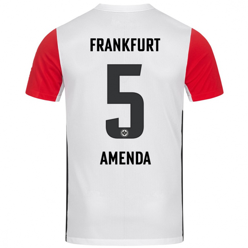 Hombre Fútbol Camiseta Aurèle Amenda #5 Blanco Rojo 1ª Equipación 2024/25 Perú