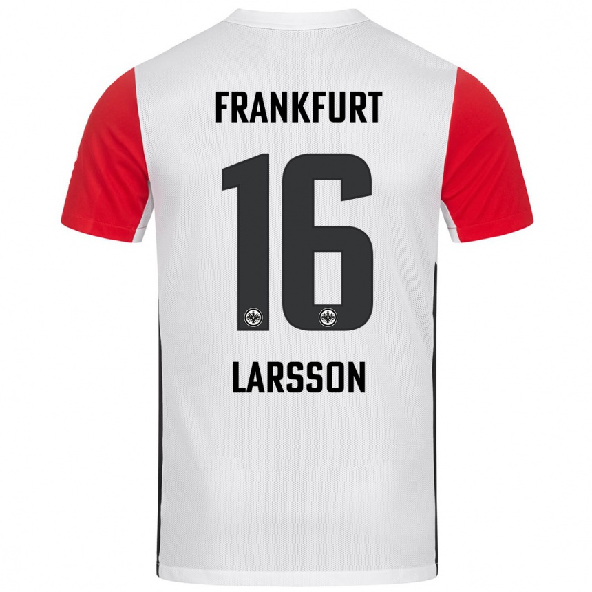 Hombre Fútbol Camiseta Hugo Larsson #16 Blanco Rojo 1ª Equipación 2024/25 Perú