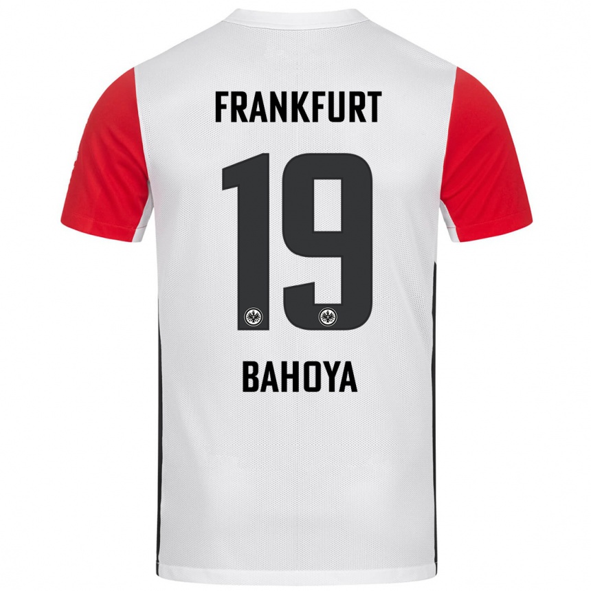 Hombre Fútbol Camiseta Jean-Mattéo Bahoya #19 Blanco Rojo 1ª Equipación 2024/25 Perú