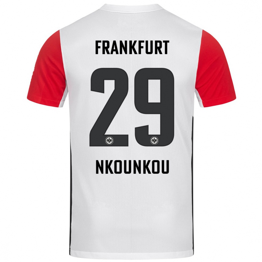 Hombre Fútbol Camiseta Niels Nkounkou #29 Blanco Rojo 1ª Equipación 2024/25 Perú