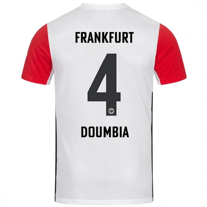 Hombre Fútbol Camiseta Fousseny Doumbia #4 Blanco Rojo 1ª Equipación 2024/25 Perú