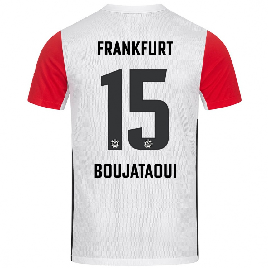 Hombre Fútbol Camiseta Tarik Boujataoui #15 Blanco Rojo 1ª Equipación 2024/25 Perú