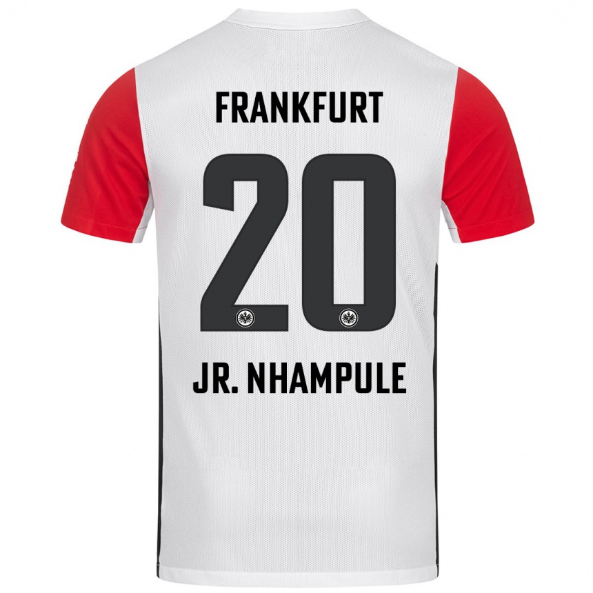 Hombre Fútbol Camiseta Antonio Junior Nhampule #20 Blanco Rojo 1ª Equipación 2024/25 Perú