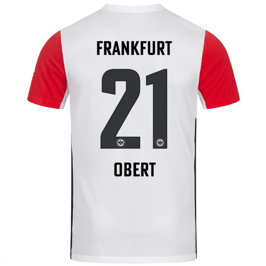 Hombre Fútbol Camiseta Yuriy Obert #21 Blanco Rojo 1ª Equipación 2024/25 Perú