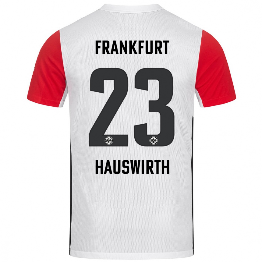 Hombre Fútbol Camiseta Max Hauswirth #23 Blanco Rojo 1ª Equipación 2024/25 Perú