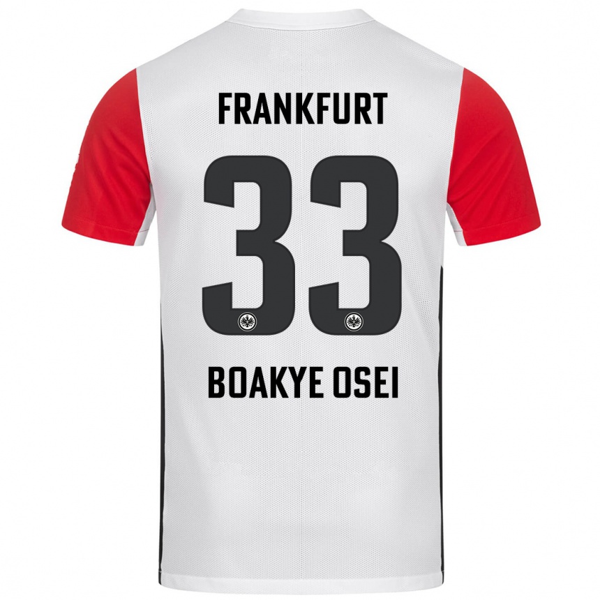 Hombre Fútbol Camiseta Derek Boakye-Osei #33 Blanco Rojo 1ª Equipación 2024/25 Perú