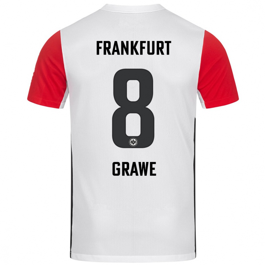 Hombre Fútbol Camiseta Lisanne Gräwe #8 Blanco Rojo 1ª Equipación 2024/25 Perú