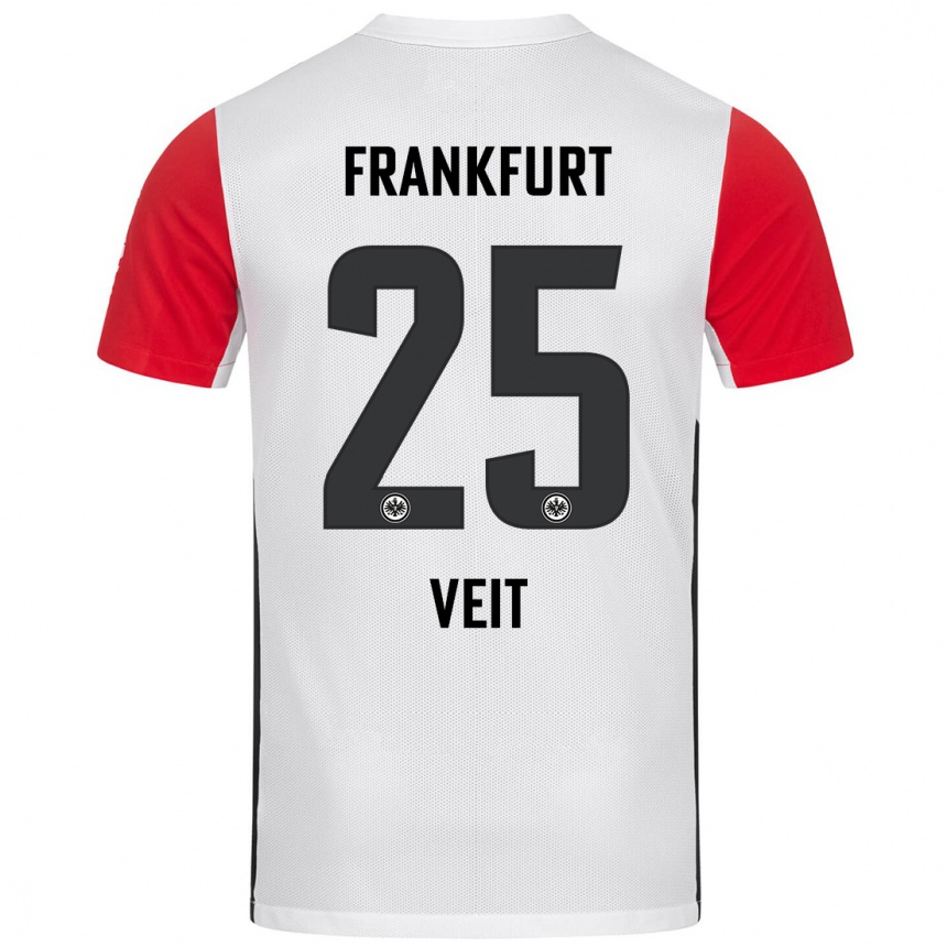 Hombre Fútbol Camiseta Jella Veit #25 Blanco Rojo 1ª Equipación 2024/25 Perú