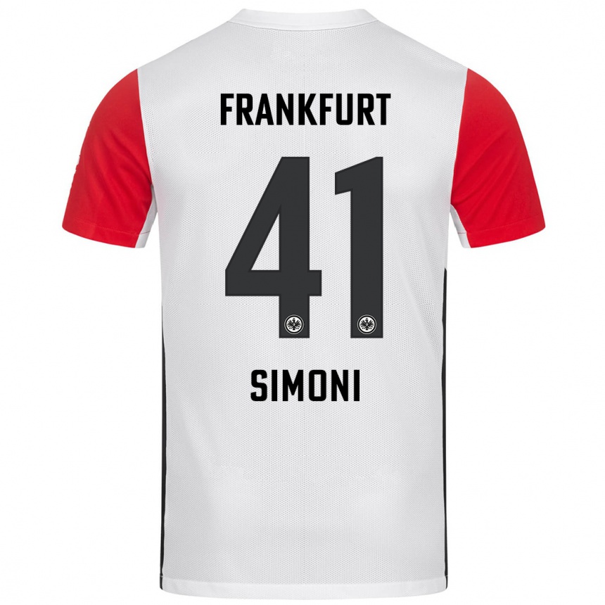 Hombre Fútbol Camiseta Simon Simoni #41 Blanco Rojo 1ª Equipación 2024/25 Perú