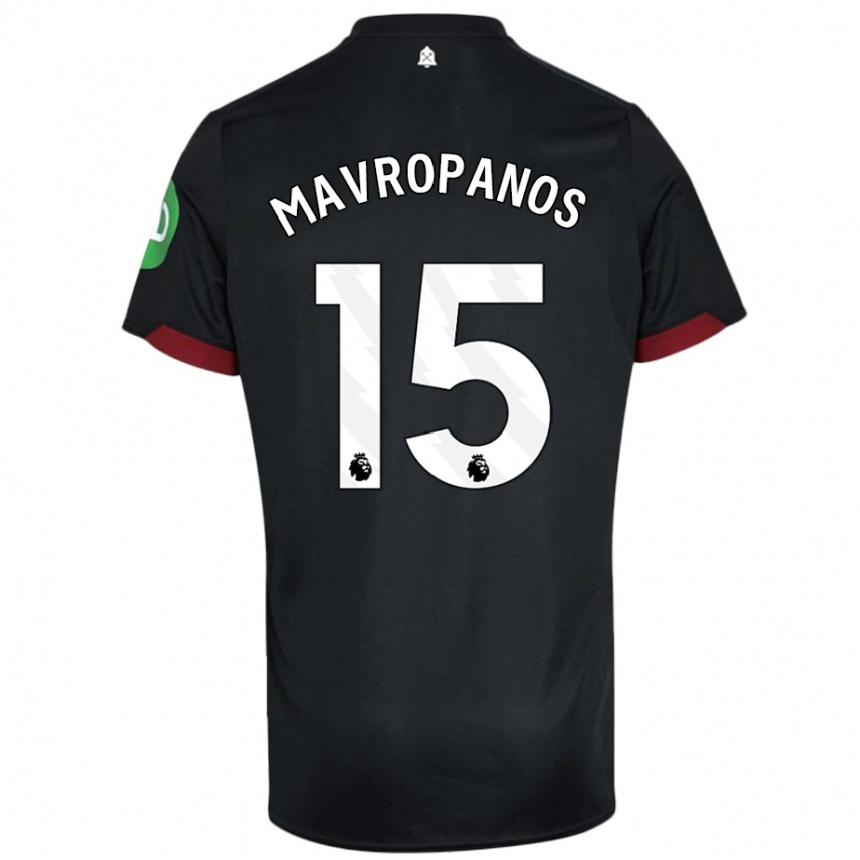 Hombre Fútbol Camiseta Konstantinos Mavropanos #15 Negro Blanco 2ª Equipación 2024/25 Perú