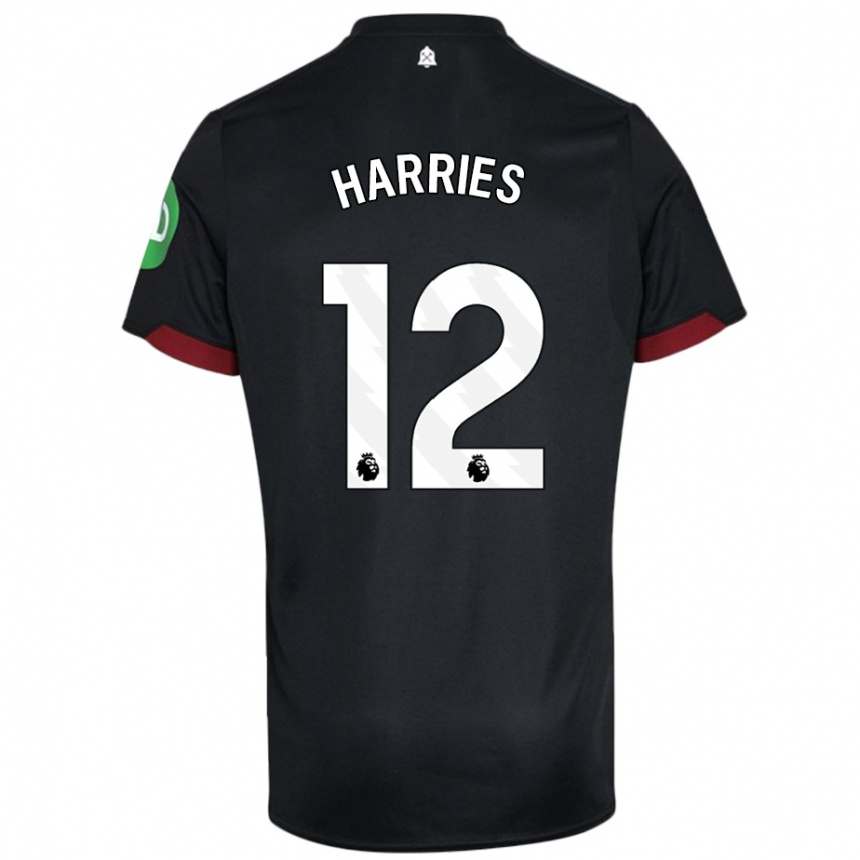 Hombre Fútbol Camiseta Emma Harries #12 Negro Blanco 2ª Equipación 2024/25 Perú