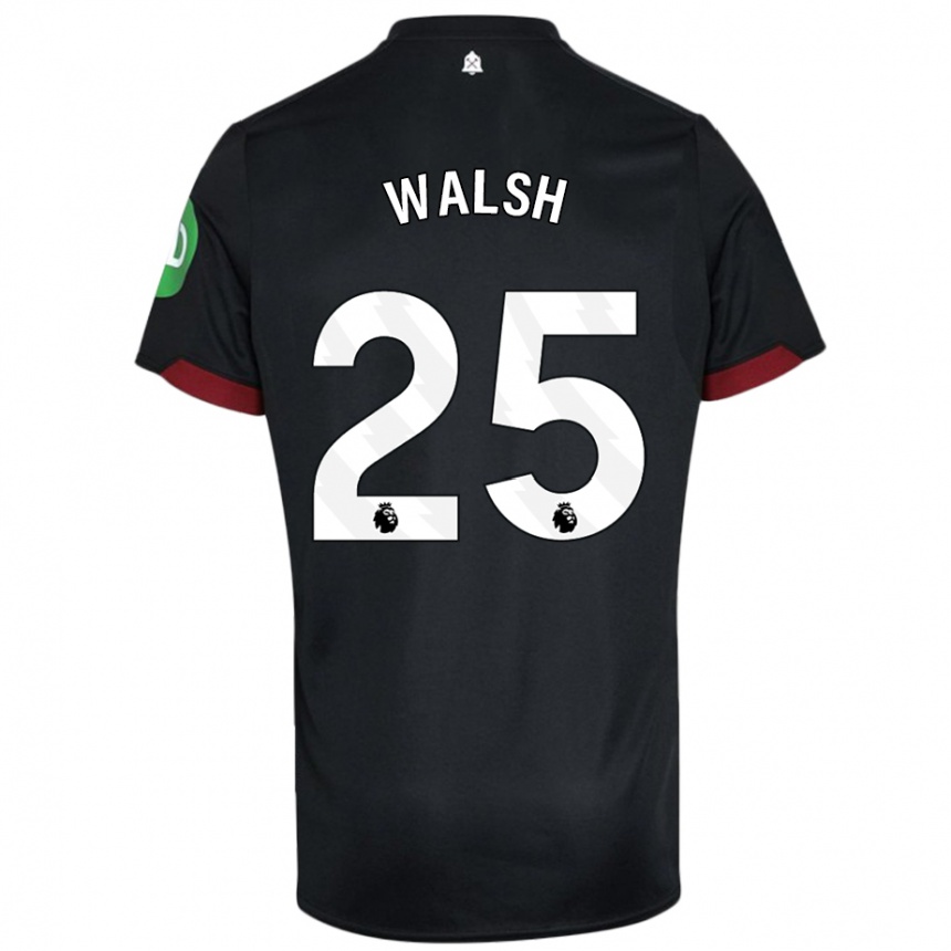 Hombre Fútbol Camiseta Megan Walsh #25 Negro Blanco 2ª Equipación 2024/25 Perú