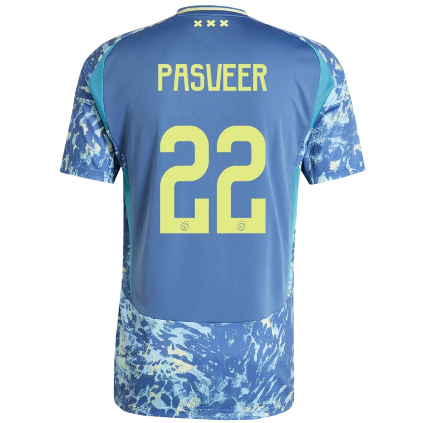 Hombre Fútbol Camiseta Remko Pasveer #22 Gris Azul Amarillo 2ª Equipación 2024/25 Perú