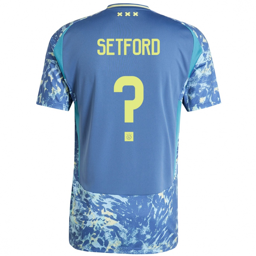 Hombre Fútbol Camiseta Charlie Setford #0 Gris Azul Amarillo 2ª Equipación 2024/25 Perú