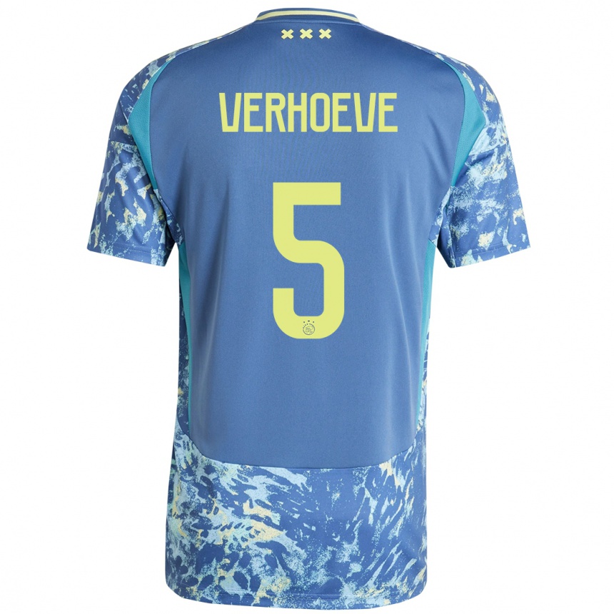 Hombre Fútbol Camiseta Soraya Verhoeve #5 Gris Azul Amarillo 2ª Equipación 2024/25 Perú