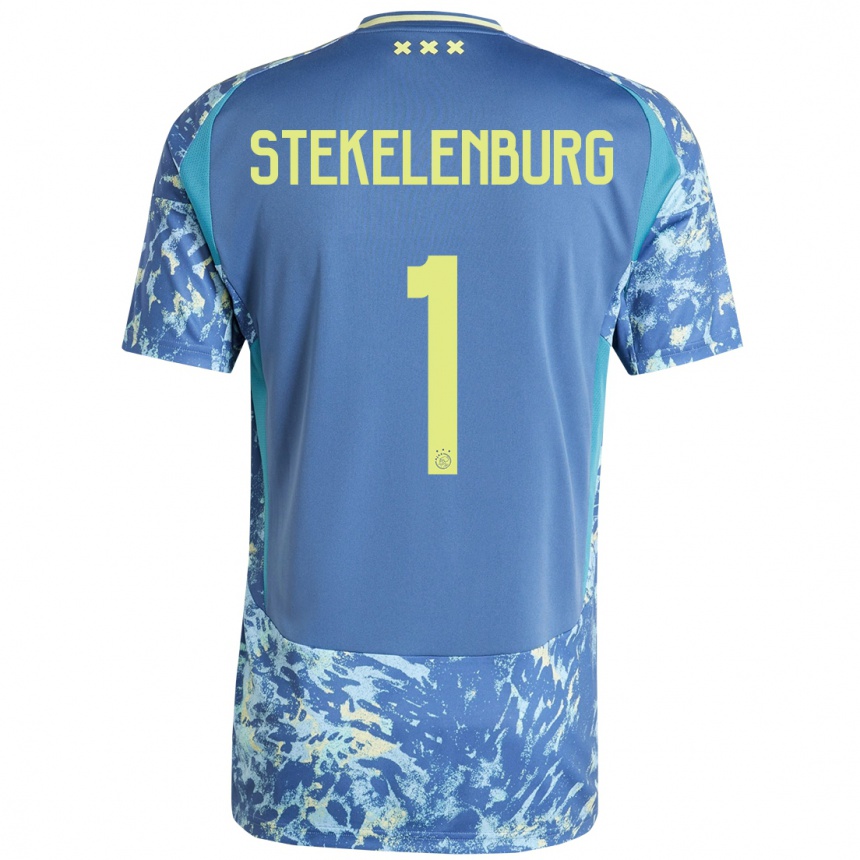 Hombre Fútbol Camiseta Maarten Stekelenburg #1 Gris Azul Amarillo 2ª Equipación 2024/25 Perú