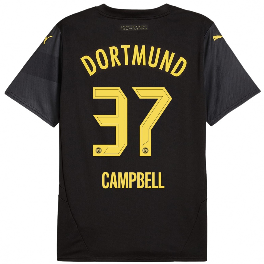 Hombre Fútbol Camiseta Cole Campbell #37 Negro Amarillo 2ª Equipación 2024/25 Perú