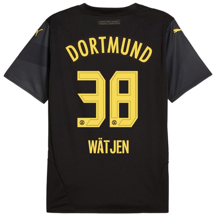 Hombre Fútbol Camiseta Kjell Wätjen #38 Negro Amarillo 2ª Equipación 2024/25 Perú