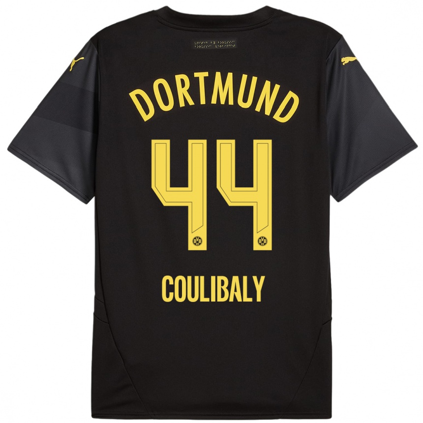 Hombre Fútbol Camiseta Soumaila Coulibaly #44 Negro Amarillo 2ª Equipación 2024/25 Perú